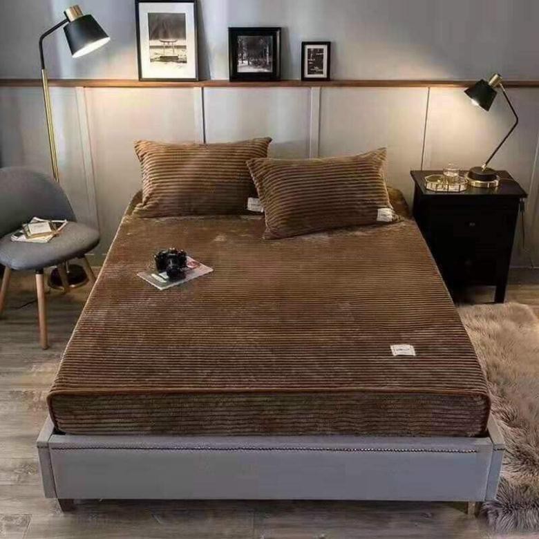 Ga Trải Giường Nỉ Nhung Tăm Cao Cấp (Tặng Kèm Vỏ Gối Nằm ) + Chăn nhung 3.8kg mềm, óng mịn