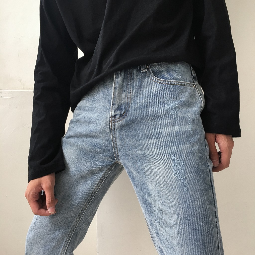 Quần Baggy Jean sước  - gấu chân 2 tầng