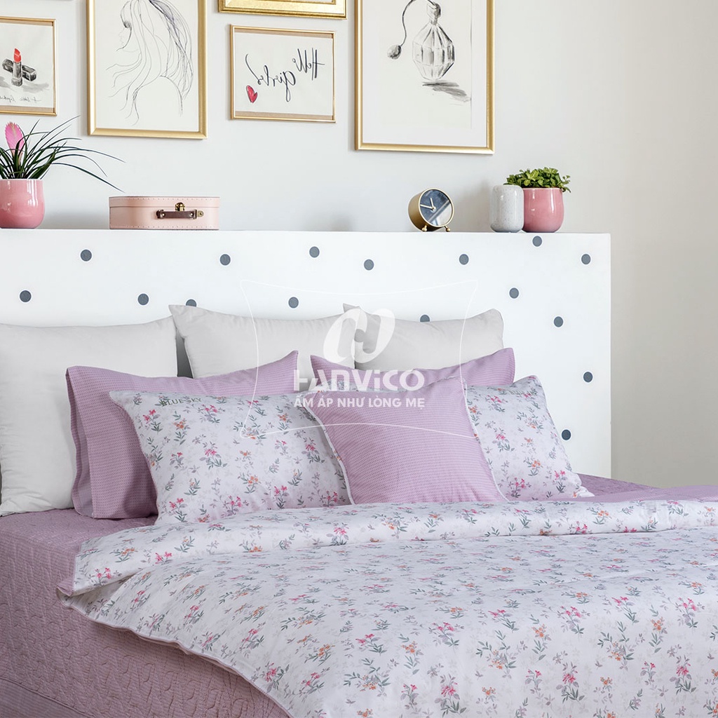 🍁 Mẫu Chăn Ga Gối 🍁 Hanvico Blue Sky DLS200 vải cotton cao cấp