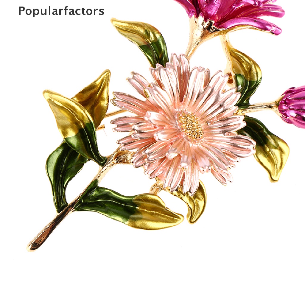 Ghim cài áo kim loại tráng men thiết kế bông hoa sang trọng thời trang