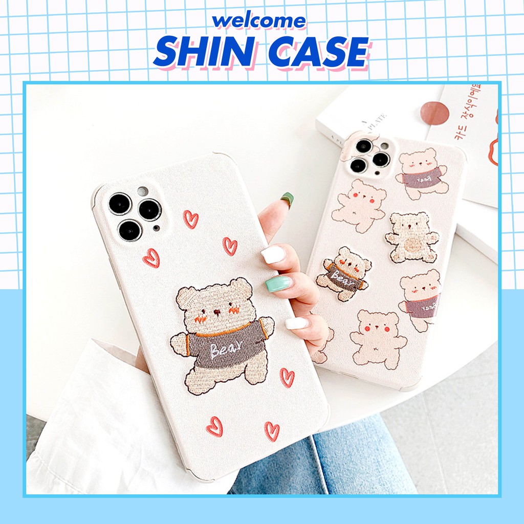 Ốp lưng iphone Little Bear thêu viền chống va đập 6/6plus/6s/6splus/7/7plus/8/8plus/x/xs/11/12/pro/max/plus/promax