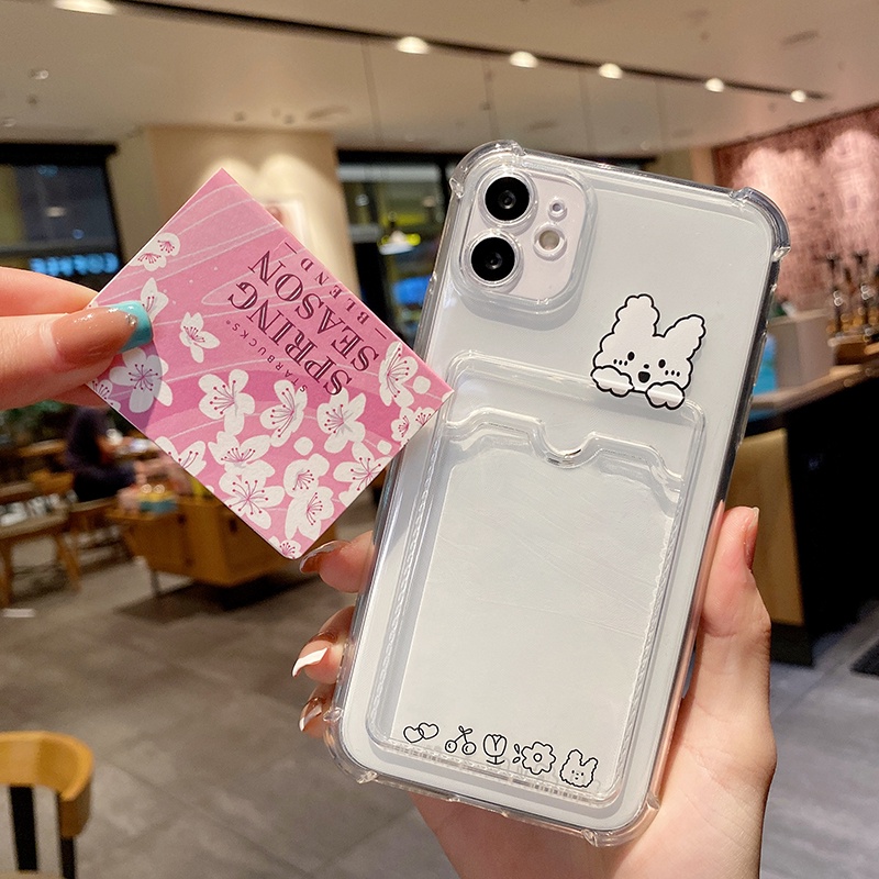 Ốp Điện Thoại Bằng TPU Mềm Mỏng Trong Suốt Có Ngăn Đựng Thẻ Cho iPhone 13 12 Pro 11 Pro Max XS Max XR 6 7 8 Plus SE 2020 12Mini 13