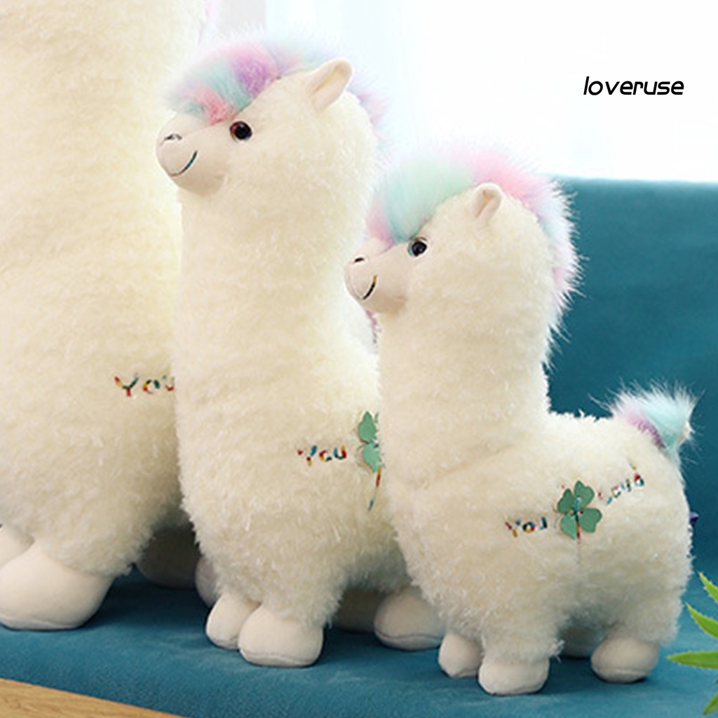 Thú nhồi bông bằng lông hình lạc đà chi tiết lông cầu vồng xinh xắn