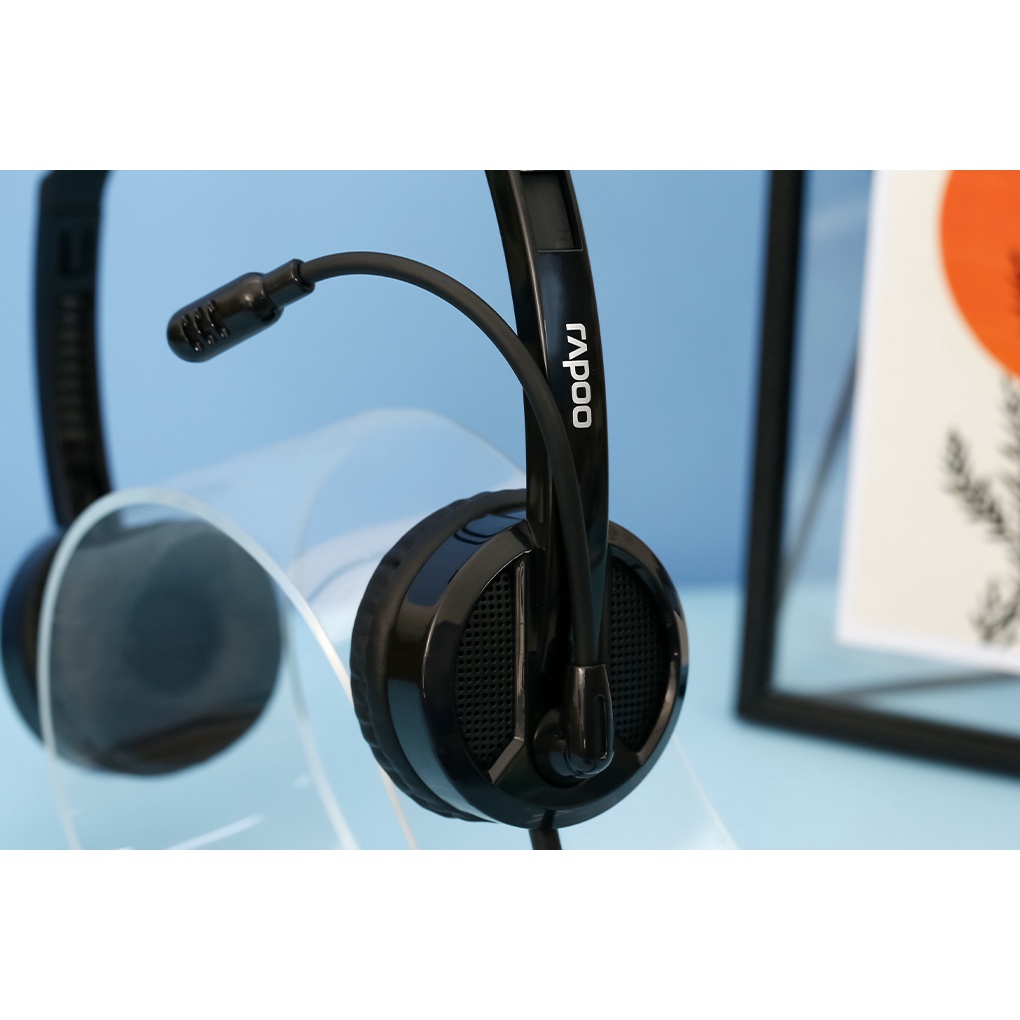 Tai nghe chụp tai Rapoo H120 có dây [ĐEN] kết nối cổng USB - Hàng chính hãng