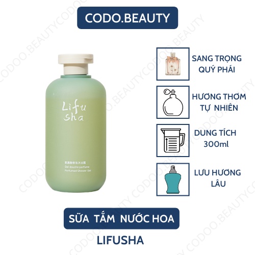 Sữa Tắm Nước Hoa Thư Giãn giúp làm sạch xâu trẻ hóa làn da lưu hương lâu LIFUSHA 300ml