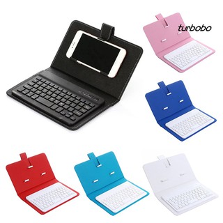 SJPJ_Portable Wireless Bluetooth Keyboard with Faux Leather Case for iPhone Phone