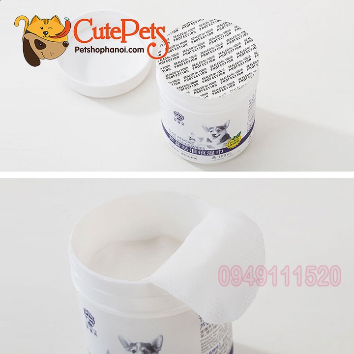 Hộp khăn lau ố mắt ALoe Remove cho thú cưng 100 miếng - Cutepets