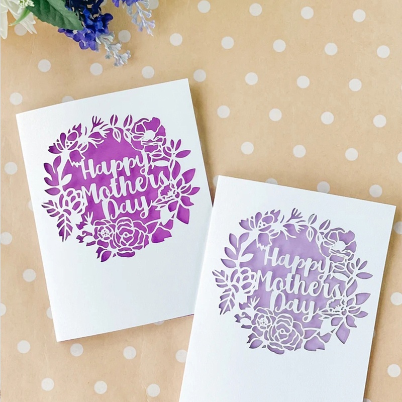 Love * Happy Mothers Day Vòng hoa Cắt kim loại Chết Stencil DIY Thêu Sò Bản mẫu
