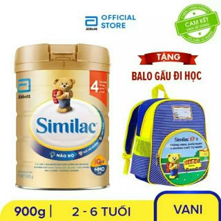 (Sữa Mẫu mới 5G) 1 lon sữa Similac IQ 4 (HMO)  hương vani 900g tặng  kèm balo ngẫu nhiên