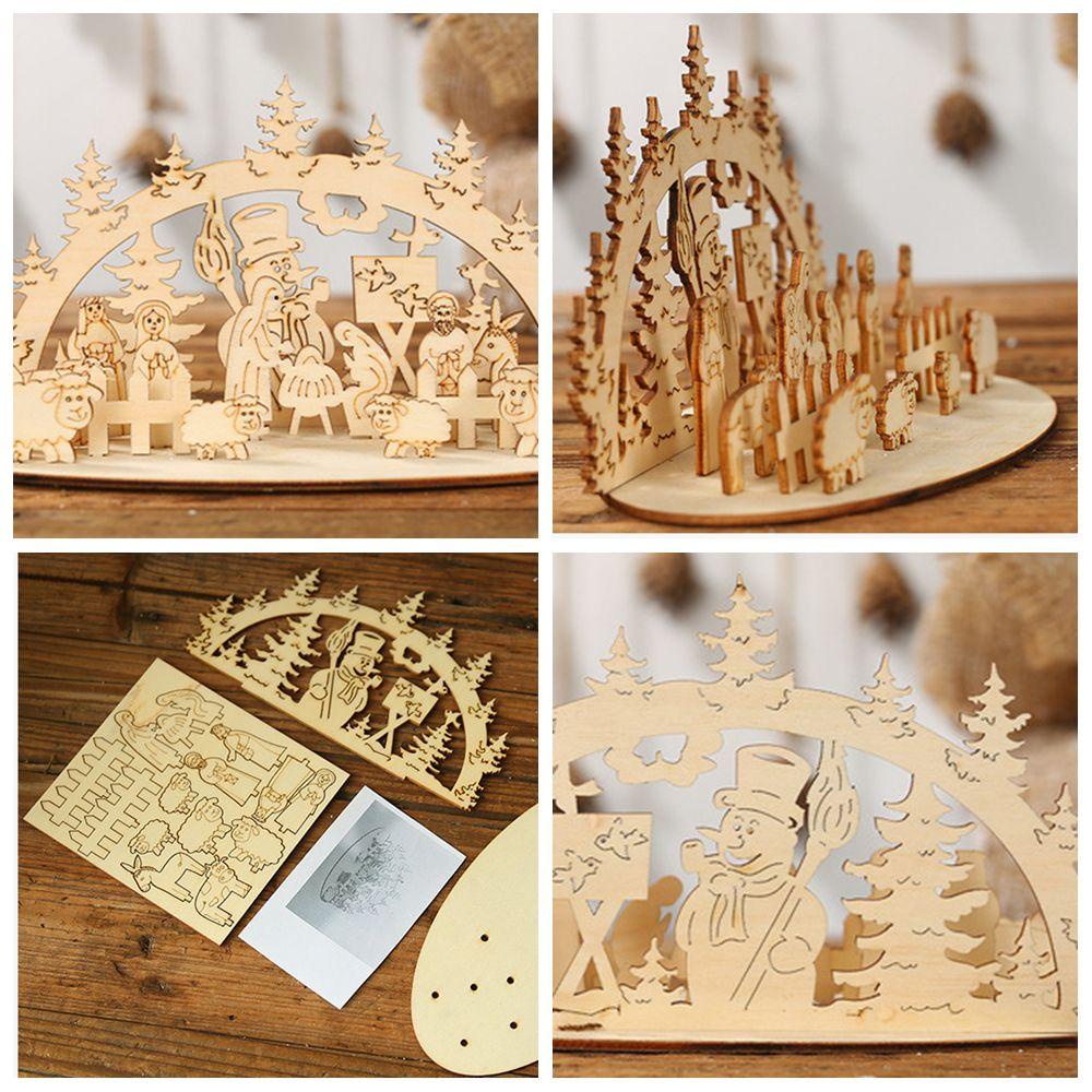 KUNHEV Nhà Thờ Ba Chiều Bằng Gỗ Trang Trí Giáng Sinh DIY