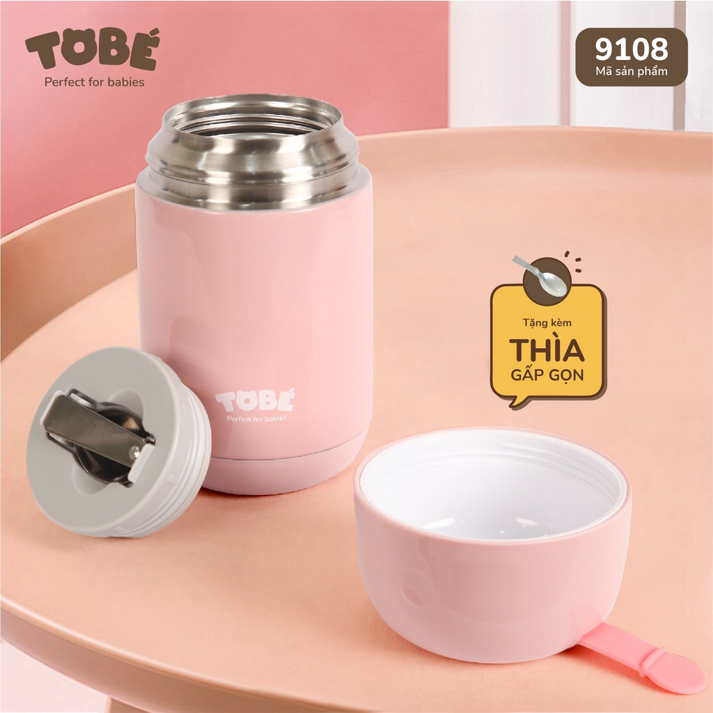 Bình ủ cháo tobe giữ ấm nóng dung tích 900ml cao cấp tiện lợi an toàn hỗ trợ chăm sóc phát triển cho bé trai bé gái 9108