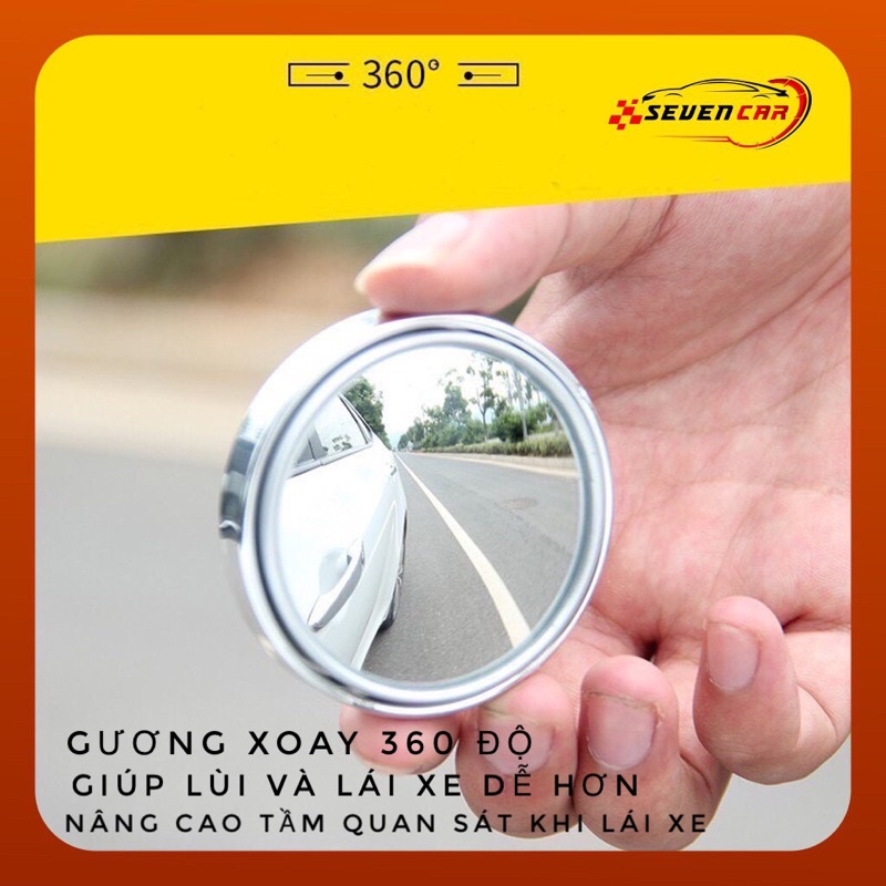 Gương cầu lồi chiếu hậu oto, có viền xoay 360 xóa điểm mù cao cấp, tặng keo dán kèm theo - SEVEN.CAR