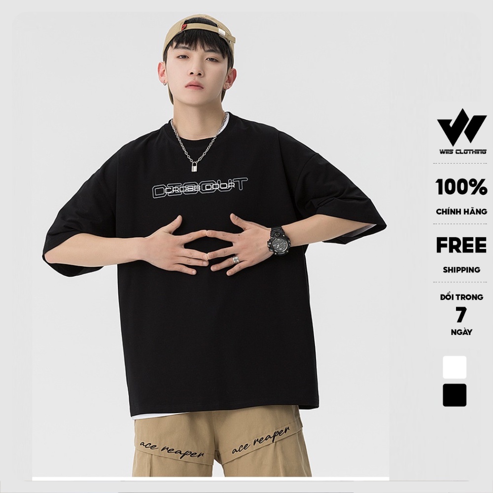 Áo phông tay lỡ unisex WIIS form rộng cotton Cross thun oversize nam nữ ulzzang