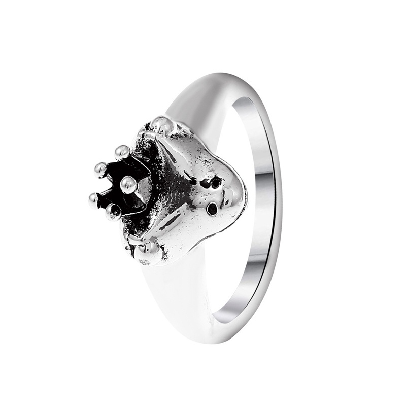 Nhẫn Kim Loại Đeo Khớp Ngón Tay Hình Chú Ếch Đội Vương Miện Dễ Thương