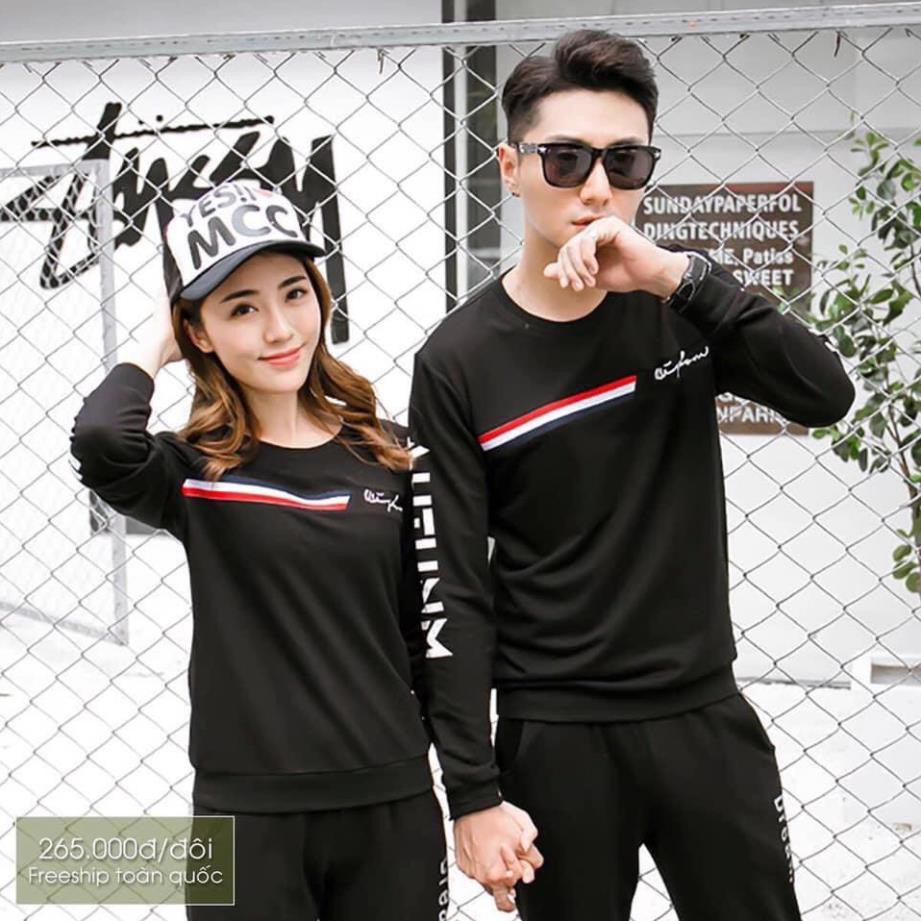 Áo thun cotton nam nữ kẻ trắng đen ngang dài tay không cổ, áo cặp đôi giá sỉ