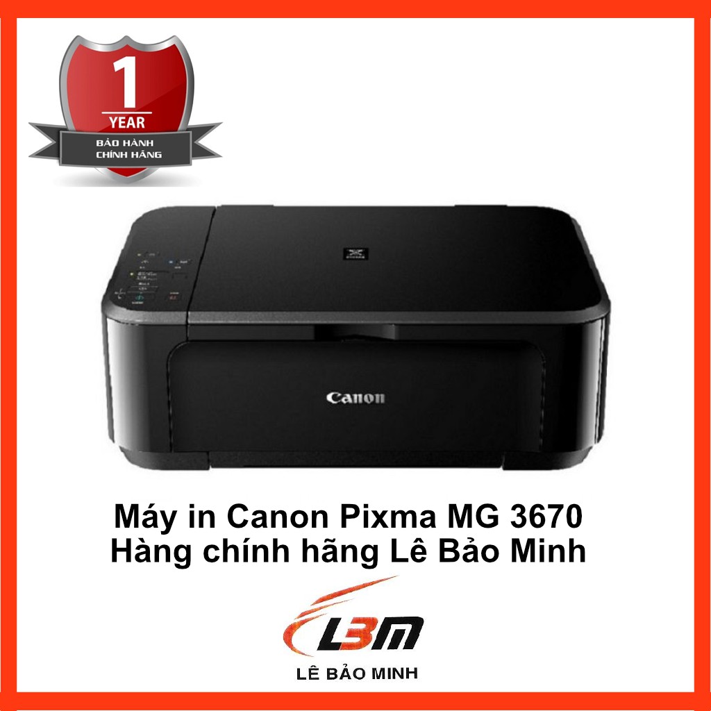 MÁY IN PHUN ĐA NĂNG Canon Pixma MG 3670 - Nạp giấy&mực từ phía trước Màu TrắngĐenĐỏ | WebRaoVat - webraovat.net.vn