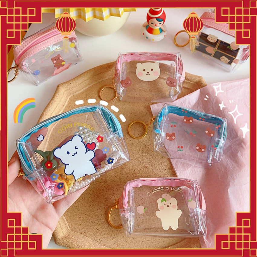 Ví mini trong suốt kèm móc khóa xinh xắn ulzzang
