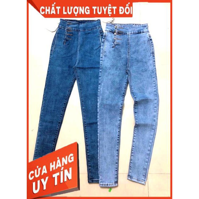 QUẦN JEANS LƯNG CAO TRƠN NÚT HÔNG- jeans siêu mềm giãn | WebRaoVat - webraovat.net.vn