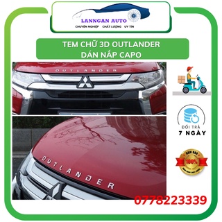 Tem chữ 3D Mitsubishi Outlander 2018-2023, tem dán 3D tráng trí nắp capo
