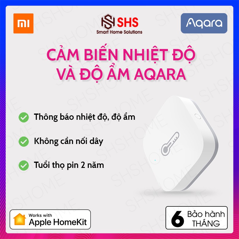 Cảm biến nhiệt độ và độ ẩm Xiaomi Aqara, cảm biến thông minh, không dây, WSDCGQ11LM, SHS Vietnam