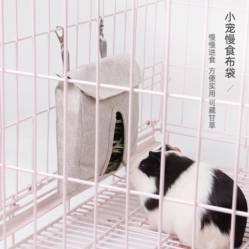 Pet Bunny Feeding Bag Guinea Pig Dragon Cat Dễ thương Feeding Bag Túi cỏ khô Túi thức ăn thú cưng nhỏ Túi thức ăn chăn nuôi Túi vải treo Túi cỏ thỏ chất lượng