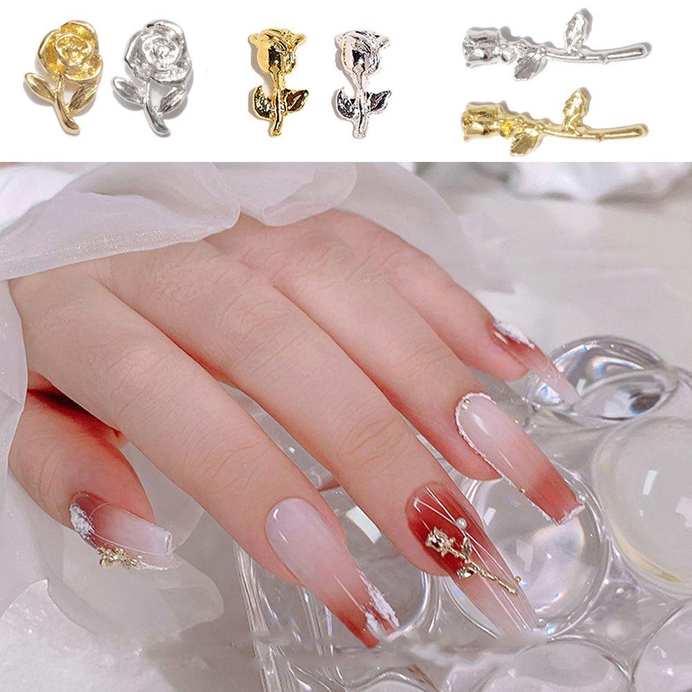 Hạt Cườm Kim Loại Hình Hoa Trang Trí Móng Tay|Màu Sắc Phụ Kiện Trang Trí Móng Tay 3D Hình Hoa Xinh Xắn