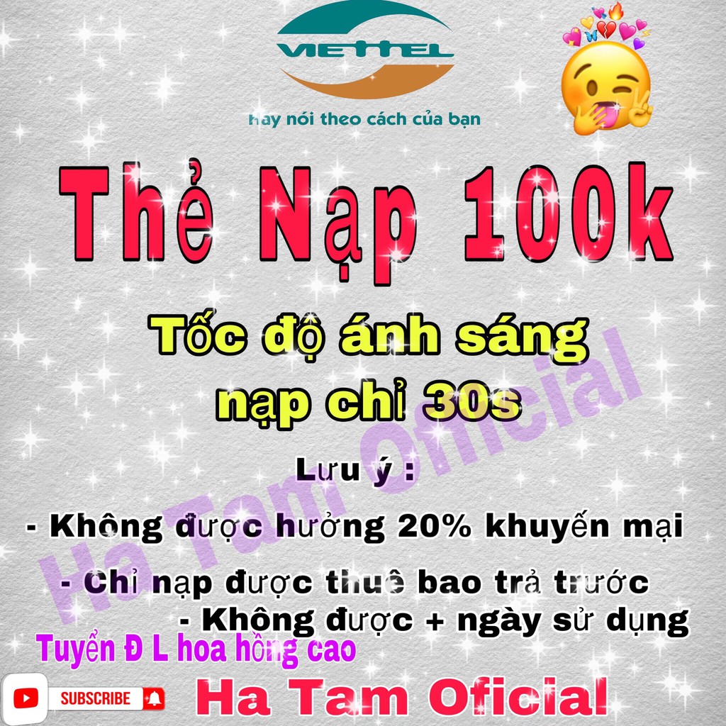 Nạp 30s thẻ viettel 100k