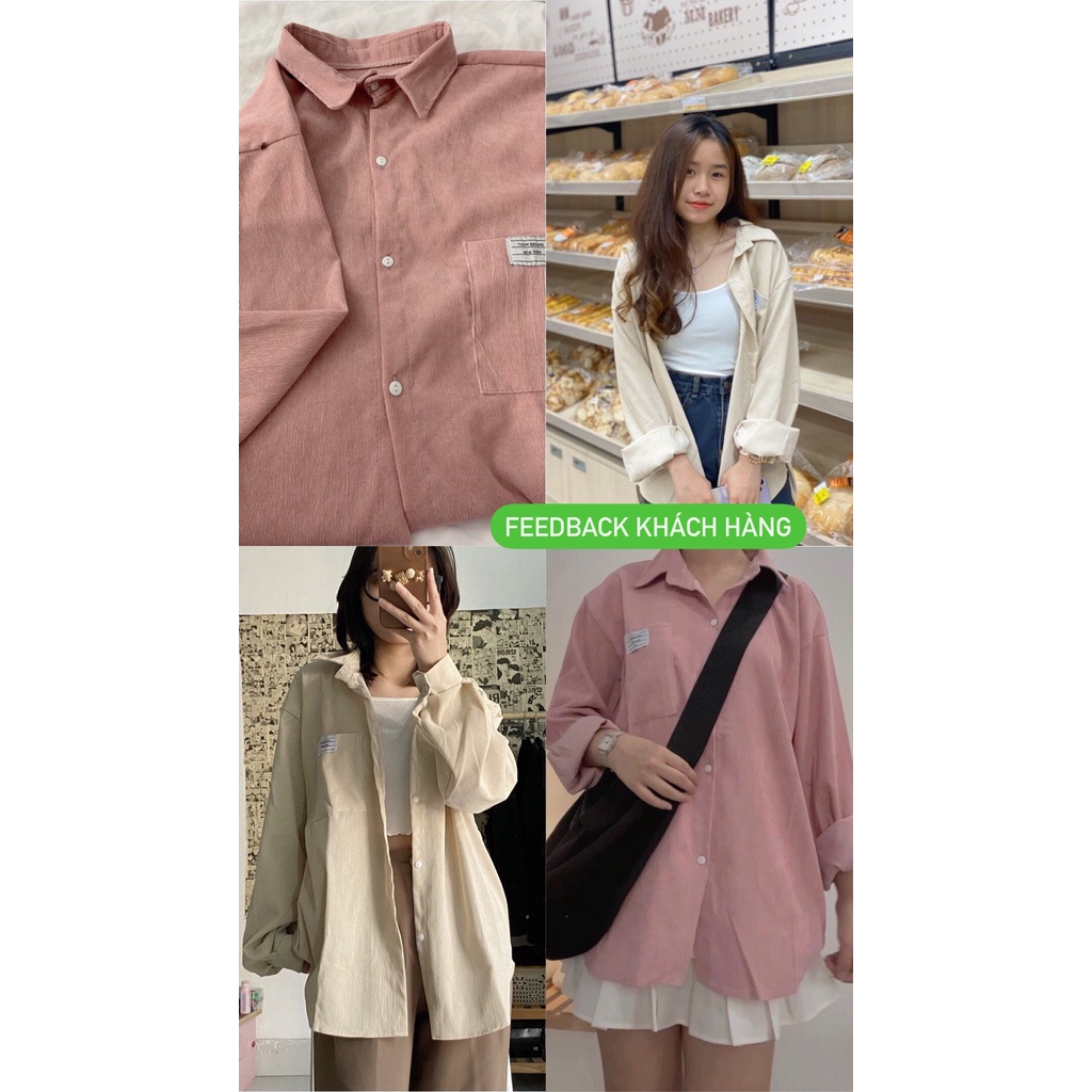 Áo khoác sơ mi nhung tay bồng chất liệu nhung fomr rộng AOSY STORE mã 1002