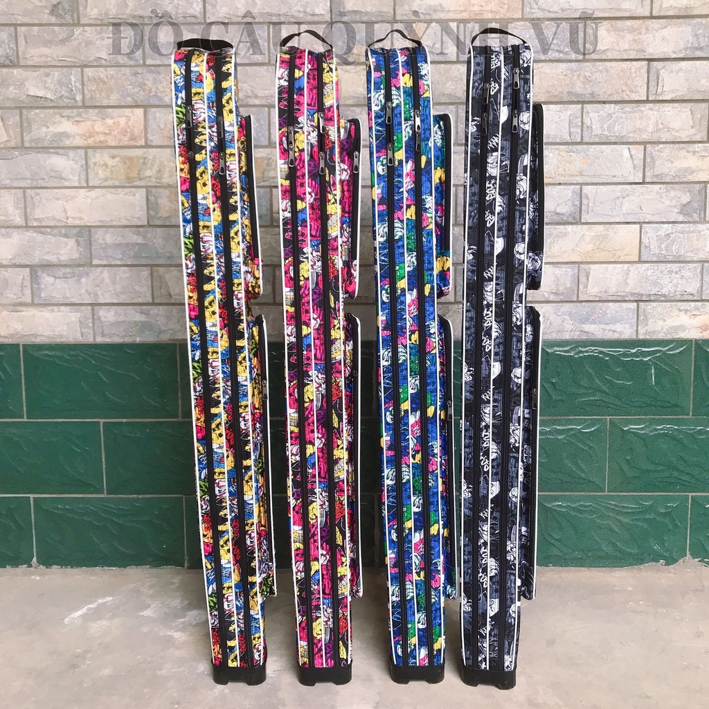 Túi Bao đựng cần câu cá 2 ngăn chính 2 ngăn phụ, bao cần câu đơn, câu đài