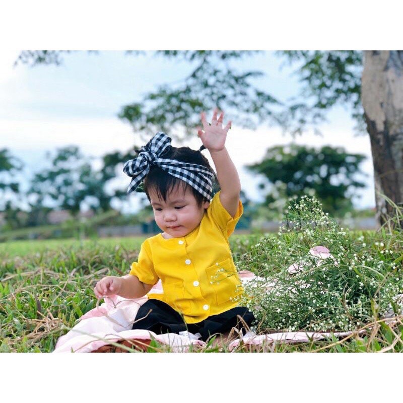 Bà Ba Lụa Cho Bé Gái Kèm Khăn Rằn 2 Màu