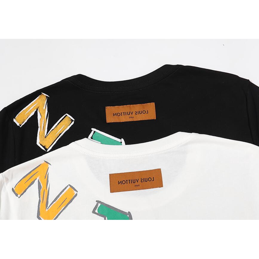 Lv Áo Thun cotton Ngắn Tay In Họa Tiết Thời Trang Cho Nam Nữ