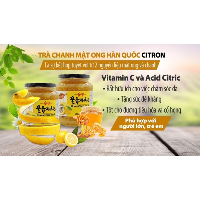 Trà Chanh Mật Ong Hàn Quốc Dạng Siro Nhập Khẩu Chính Hãng Lọ 580 gram
