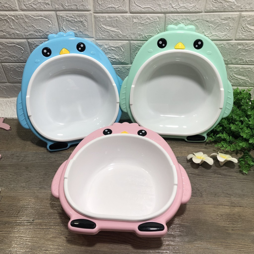 Chậu rửa mặt 2in1 hình chim cánh cụt siêu cute cho bé