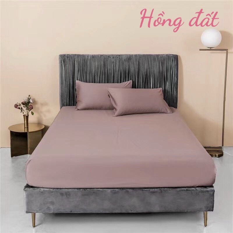 [ Hàng Nhập Khẩu ] Bộ Ga Gối Cotton Lụa Trơn 60S 1 Màu Cao Cấp, Mềm Mịn