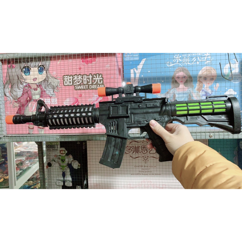 Súng đồ chơi chạy pin có đèn và nhạc - Đồ chơi SÚNG DÙNG PIN cho trẻ em.