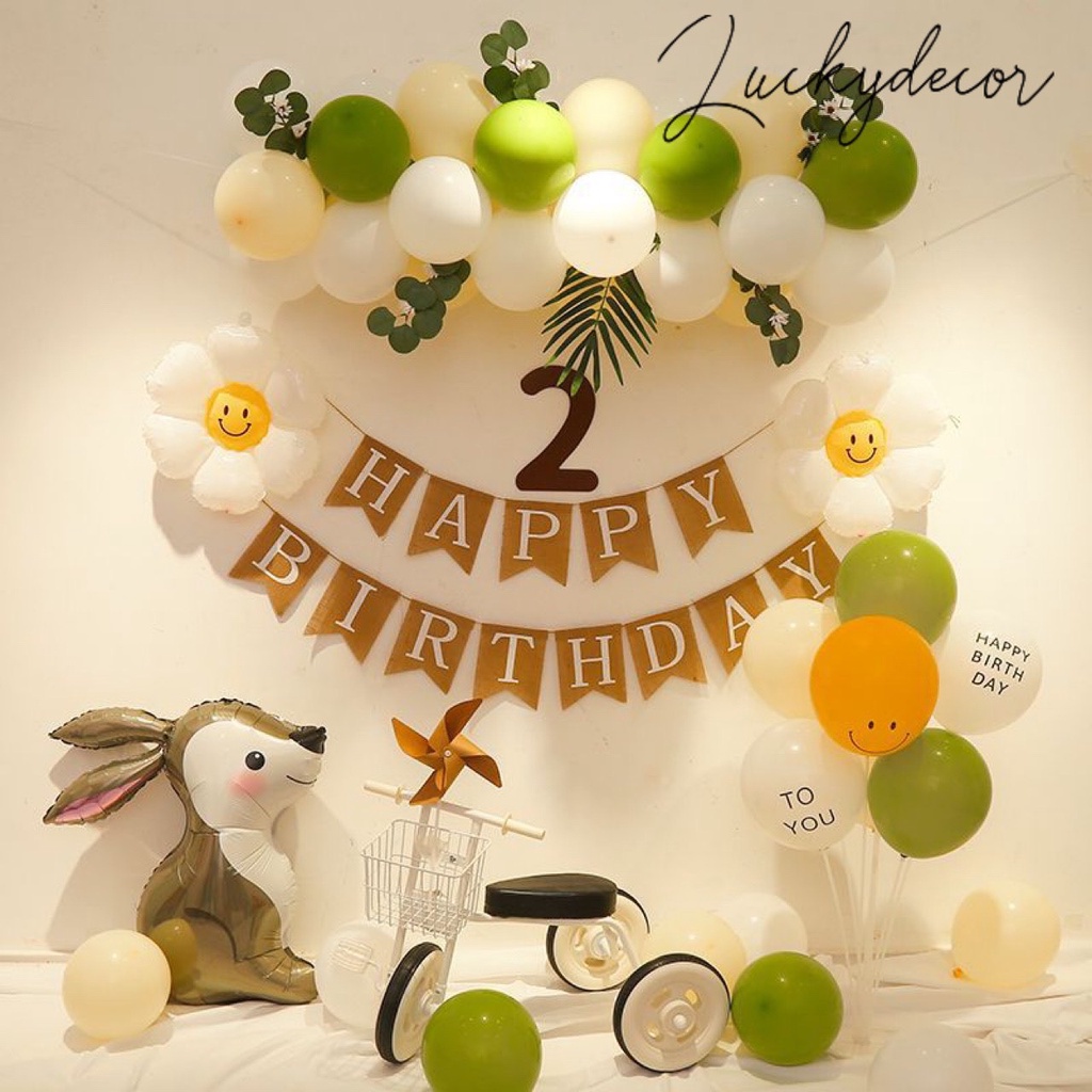 (Full Set Kèm Bơm Tay) Set bóng bay trang trí sinh nhật đơn giản trang trí tại nhà phong cách hàn quốc HQ999