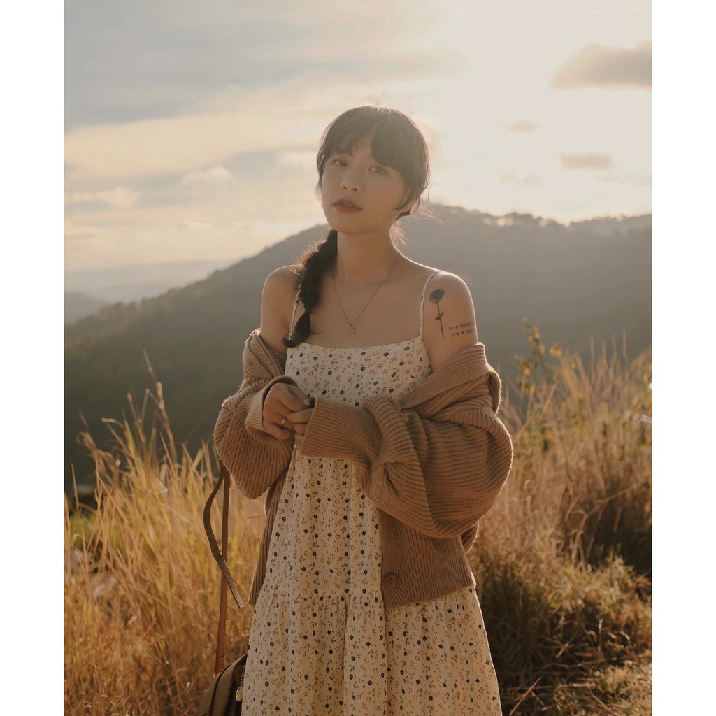 Đầm Hai Dây Dáng Suông Hoa Nhí Màu Vàng Nữ 🎁 Nana's House - FREESHIP 🎁 Váy midi 2s mặc đi biển kiểu Ulzzang | BigBuy360 - bigbuy360.vn