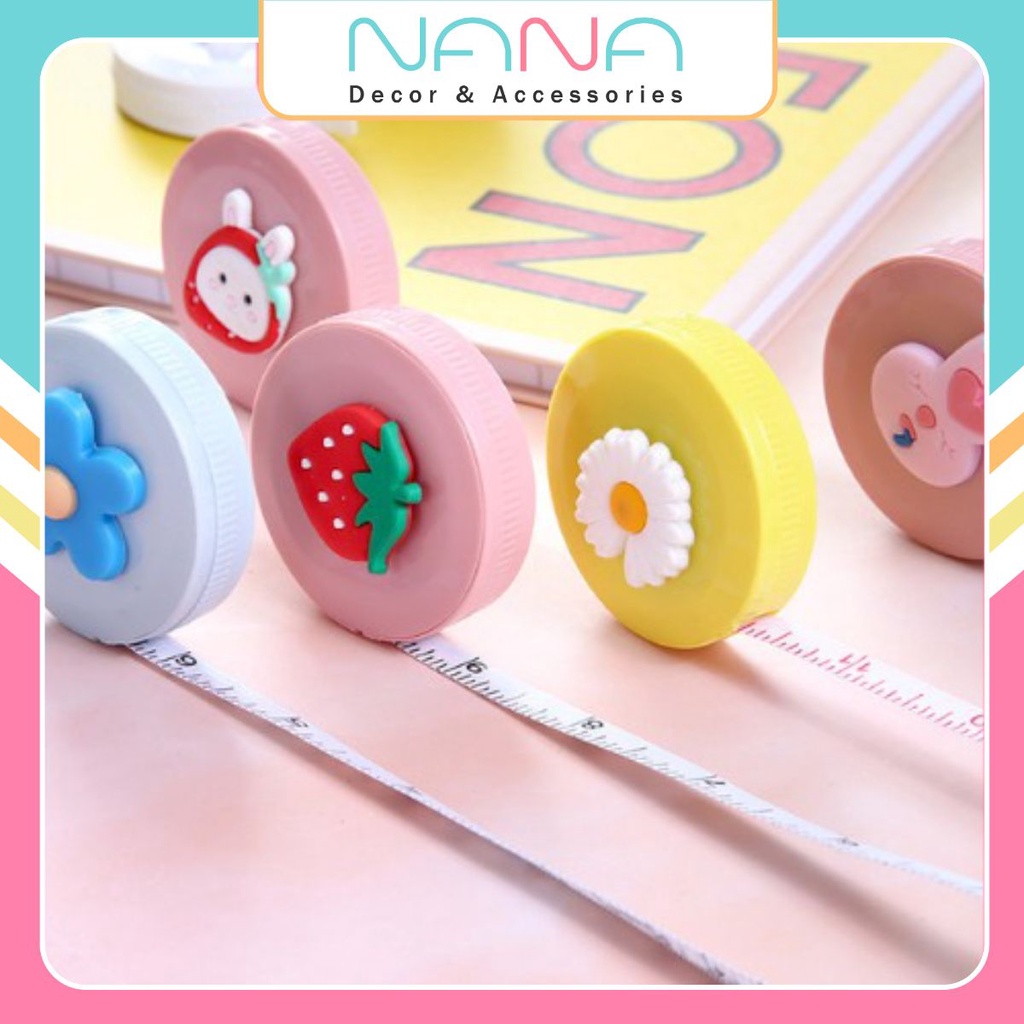 Thước Dây Cuộn Mini 🍥HÀNG CHUẨN ĐƯỢC LỰA MẪU🍥Thước Dây Rút Tự Động 1,5m Siêu Dễ Thương