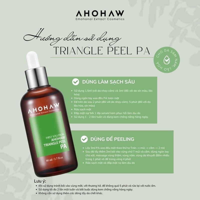 Peel  Ahohaw Triangle PB & PA, Không Bong Tróc , Không Đỏ Da 10ml