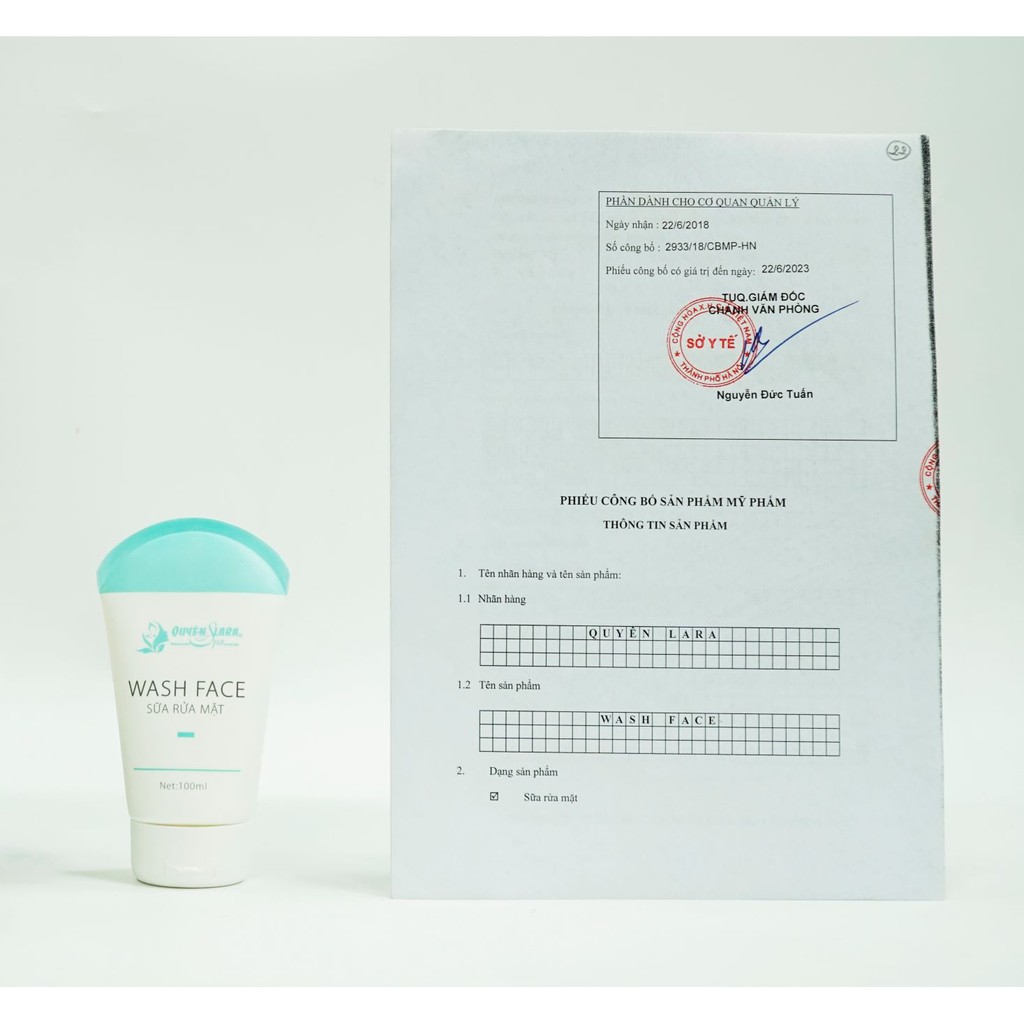 Sữa Rửa Mặt Wash Face QUYÊN LARA Dịu Nhẹ Giúp Loại Bỏ Bã Nhờn,Bụi Bẩn,Tẩy Da Chết Giúp Da Tươi Sáng Hơn 100ml