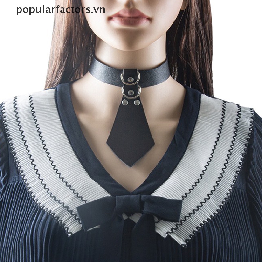 Vòng Cổ Choker Da PU Màu Đen Phong Cách Punk Rock Gothic Phổ Biến Cho Nữ