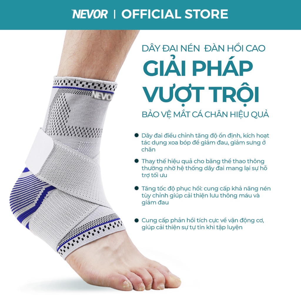 Băng Quấn Bảo Vệ, Đai Quấn Cổ Chân Nevor BQCC01 Giúp Phòng Tránh Chấn Thương Mắt Cá, Giảm Đau Hiệu Quả Khi Chơi Thể Thao