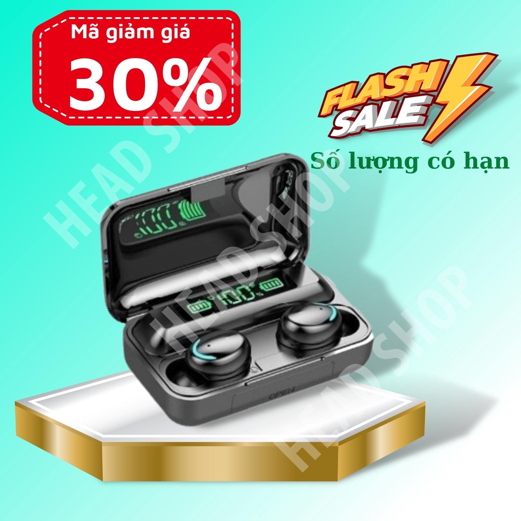 Tai Nghe Bluetooth 5.0 F9 Pro True Wireless TWS bản Quốc tế mã F96 kháng Nước Chống ồn có Micro Tự Động Kết Nối 8D