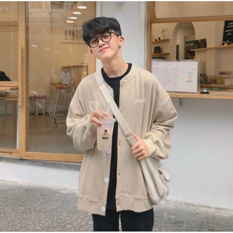 [ẢNH THẬT + VIDEO ] Áo khoác cardigan tim 20inch form rộng unisex nam nữ couple mặc được