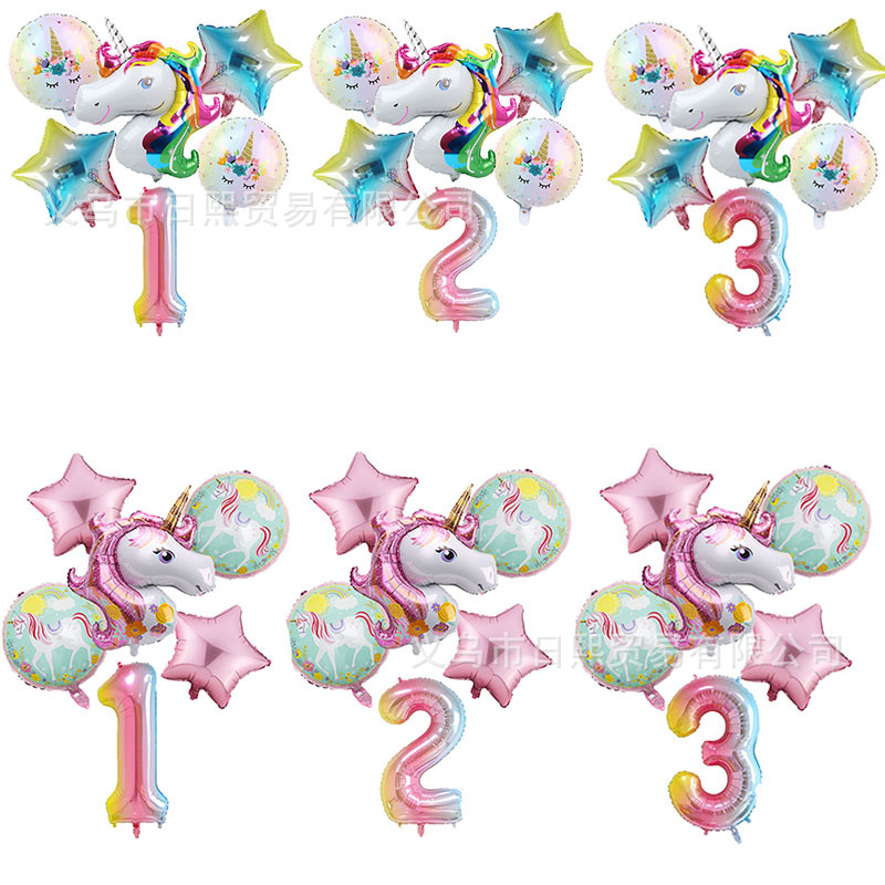 Set 6 Bong Bóng Hình Kỳ Lân 32inch Dùng Để Trang Trí Tiệc Sinh Nhật