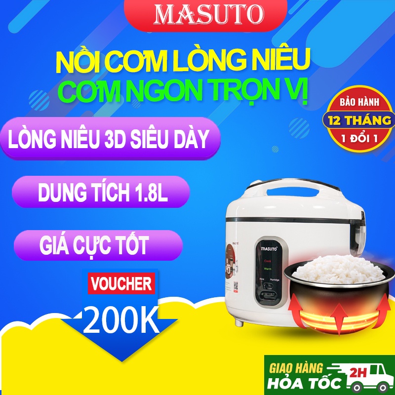 Nồi Cơm Điện Masuto 1,8L Lòng Niêu Nấu Ngon Vị Truyền Thống Dung Tích 1.8L