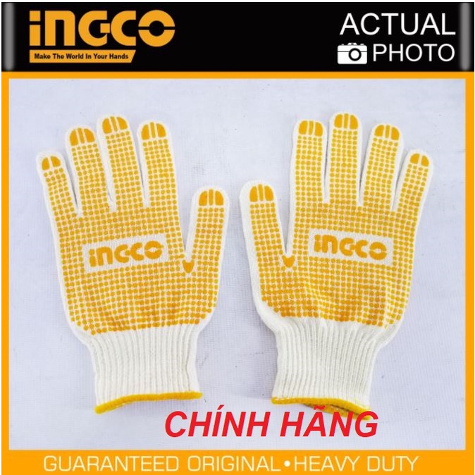 ĐỒ NGHỀ INGCO Găng tay dệt kim &amp; có đốm chấm nhựa PVC  HGVK05 (Cam kết Chính Hãng 100%)