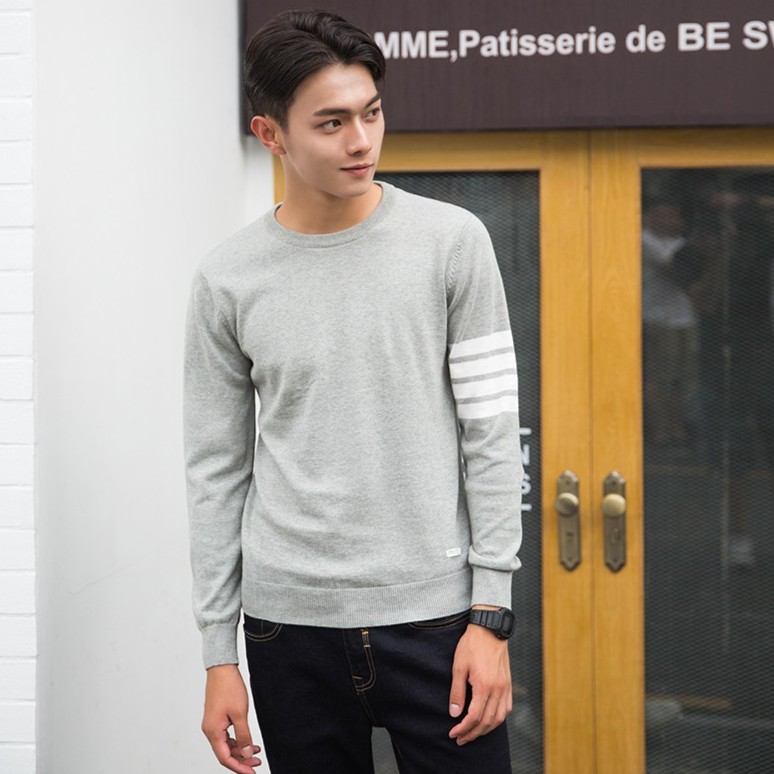 Áo Thun Nam Cổ Tròn Hàn Quốc 2 Sọc Cánh Tay | BigBuy360 - bigbuy360.vn