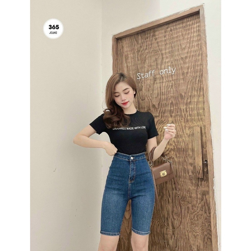Quần Ngố Nữ Tôn Dáng phong cách trẻ trung năng động - Quần short jean nữ Màu Xanh chất vải Denim co giãn D Store92 ms365