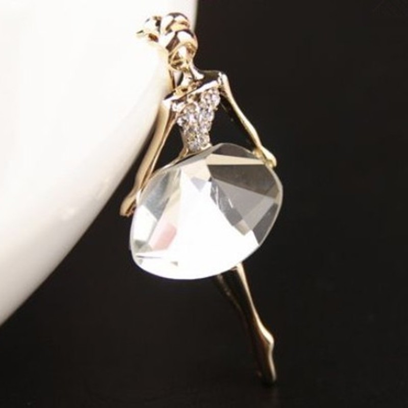 [springeven] Ghim Cài Áo Hình Công Chúa Múa Ba Lê Đính Pha Lê Lấp Lánh Thời Trang